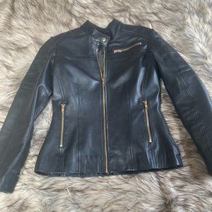 Women's Fitted Leather Moto Jacket- Medium (NWT)